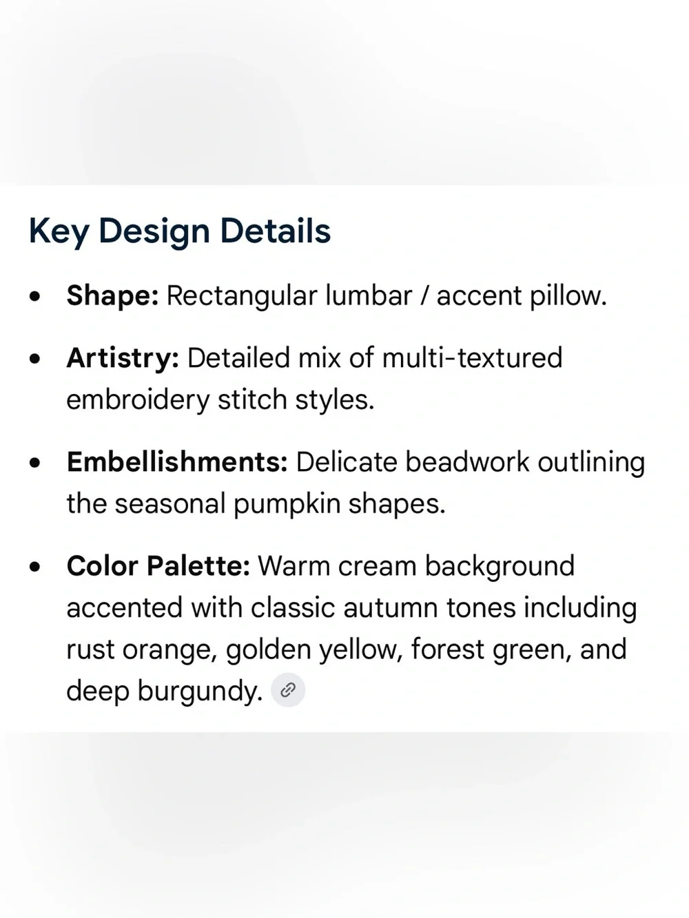 Gardeners Eden Cream Green Pumpkin Fall Print Soft Woven Beaded Accent Pillow